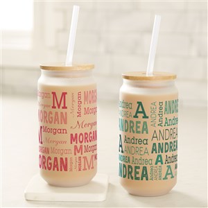 Trendy Repeating Name Personalized Frosted Iced Coffee Tumbler - 50353