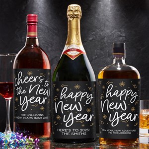 Cheers to the New Year Personalized Liquor Bottle Label - 50459-L