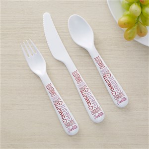 Repeating Name Heart Personalized Kids 3pc Utensil Set - 50579-U