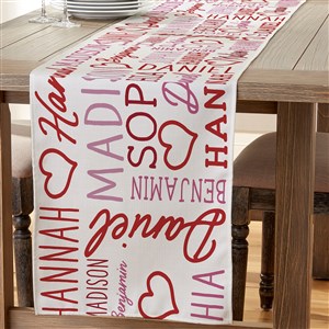 Repeating Name Heart Personalized Table Runner- 16 x 60 - 50580-S