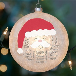 Santa Repeating Name Personalized Lightable Frosted Glass Ornament - 50777