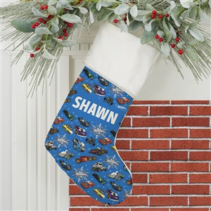 Hot Wheels™ Car Pattern Personalized Ivory Christmas Stocking - 51204-I