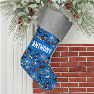 Hot Wheels™ Car Pattern Personalized Grey Christmas Stocking - 51204-GR