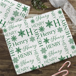 Snowflake Repeating Name Personalized White Wrapping Paper Roll - 6ft Roll - 52232