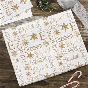 Snowflake Repeating Name Personalized White Wrapping Paper Sheets - Set of 3 - 52232-S