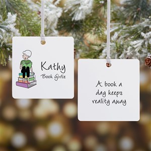 Book Lover philoSophies® Personalized Square Ornament- 2.75 Metal - 2 - 52454-2M