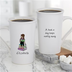 Book Lover philoSophies® Personalized Latte Mug 16 oz.- White - 52456-U