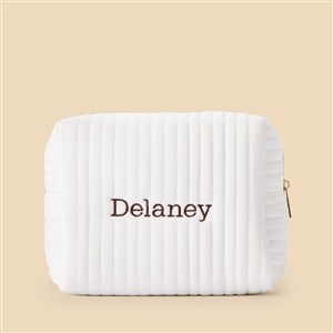 Classic Celebrations Embroidered Large Velvet Makeup Bag  - Ivory - 52687-LI