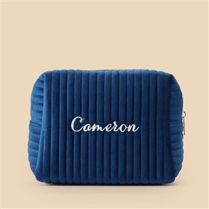 Classic Celebrations Embroidered Large Velvet Makeup Bag - Navy - 52687-LN