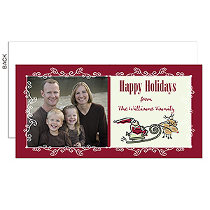 Personalized Santa  Reindeer Photo Postcard Christmas Cards - 6196