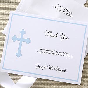 Christian Cross Personalized Boys Thank You Cards - 6667-B