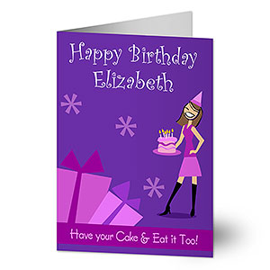 Birthday Girl Vertical Personalized Greeting Card - 9203