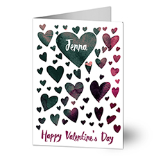 Watercolor Hearts Personalized Valentines Day Cards - 23010