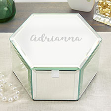 Personalized Glass Hexagon Jewelry Box -  Name  Monogram - 23090