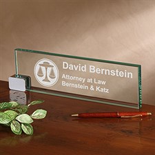 Personalized Glass Desk Nameplate - Legal Design - 2378
