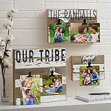 Personalized Rustic Reclaimed Wood Photo Clip Frames - 24545