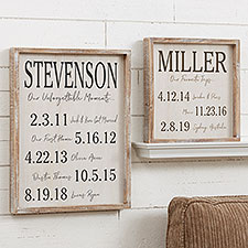 Important Family Dates Sign Personalized Barnwood Frame Wall Art - 24546