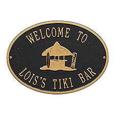 Tiki Hut Personalized Aluminum Deck Plaques - 25228