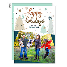Snowflakes  Trees Custom Photo Holiday Cards - 25324