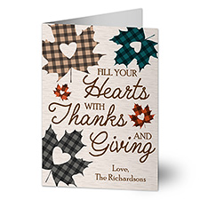 Buffalo Plaid Personalized Fall Greeting Cards - 25596