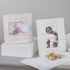 Simple  Sweet Personalized Shiplap Baby Girl Picture Frame - 26225