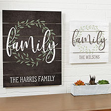 Family Wreath Personalized Shiplap Wood Signs - 26366