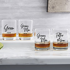 Classic Elegance Personalized Wedding Party Whiskey Glasses - 26396