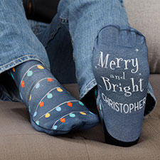 Merry  Bright Personalized Adult Christmas Socks - 26906
