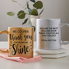 Thank You For Helping Me Shine Personalized Glitter Mugs - 27365