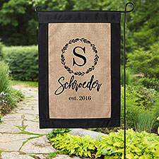 Laurel Monogram Personalized Burlap Garden Flag - 27436