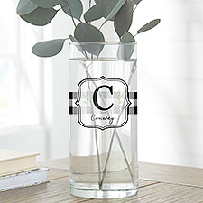 Black  White Buffalo Check Personalized Glass Flower Vase - 27467