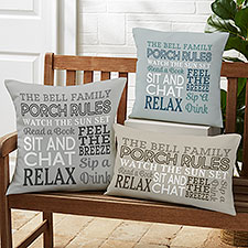 Porch Rules Personalized Outdoor Throw Pillows - 27477