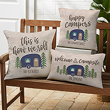 Happy Camper Personalized Outdoor Throw Pillows - 27498