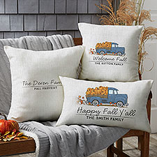 Classic Fall Vintage Truck Personalized Outdoor Throw Pillows - 27504