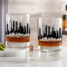 New York Skyline Personalized Printed Whiskey Glasses - 27780