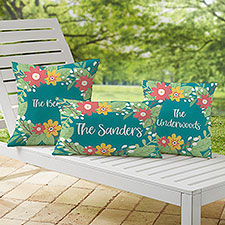 Summer Florals Personalized Outdoor Throw Pillows - 28235