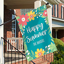 Summer Florals Personalized House Flag - 28240