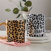 Leopard Print Personalized Glitter Coffee Mugs - 28378