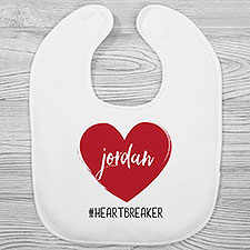 Scripty Heart Personalized Valentines Day Baby Bibs - 28479