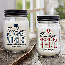 Thank You Frontline Heroes Personalized Farmhouse Candle Jar - 28990