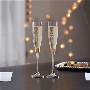 Personalized Logo Gold Hammered Toasting Flutes - 41958