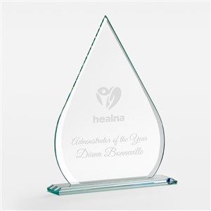 Personalized Logo Glass Tear Drop Award - Small  - 47049