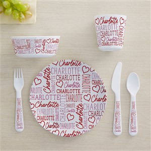 Repeating Name Heart Personalized Kids Dinnerware - 50579