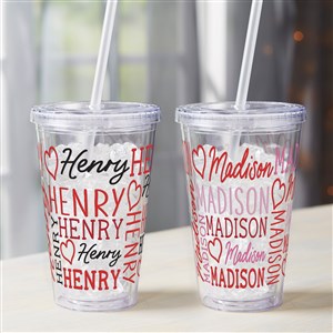 Repeating Name Heart Personalized Valentines Day Tumbler  - 50582