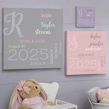 Modern All About Baby Girl Personalized Baby Canvas Prints - 30264