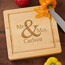 Maple Leaf Personalized Mr.  Mrs. Square Wedding Cutting Boards - 30467D