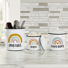 Boho Rainbow Personalized Enamel Jars - 30953