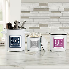 Classy Monogram Personalized Enamel Canister Jars - 31092