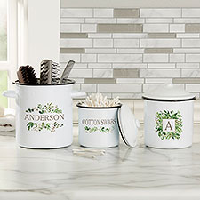 Spring Greenery Personalized Enamel Jars  Canisters - 31212