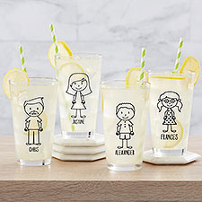 Family Stick Figure Personalized Drinking Glasses - 31389